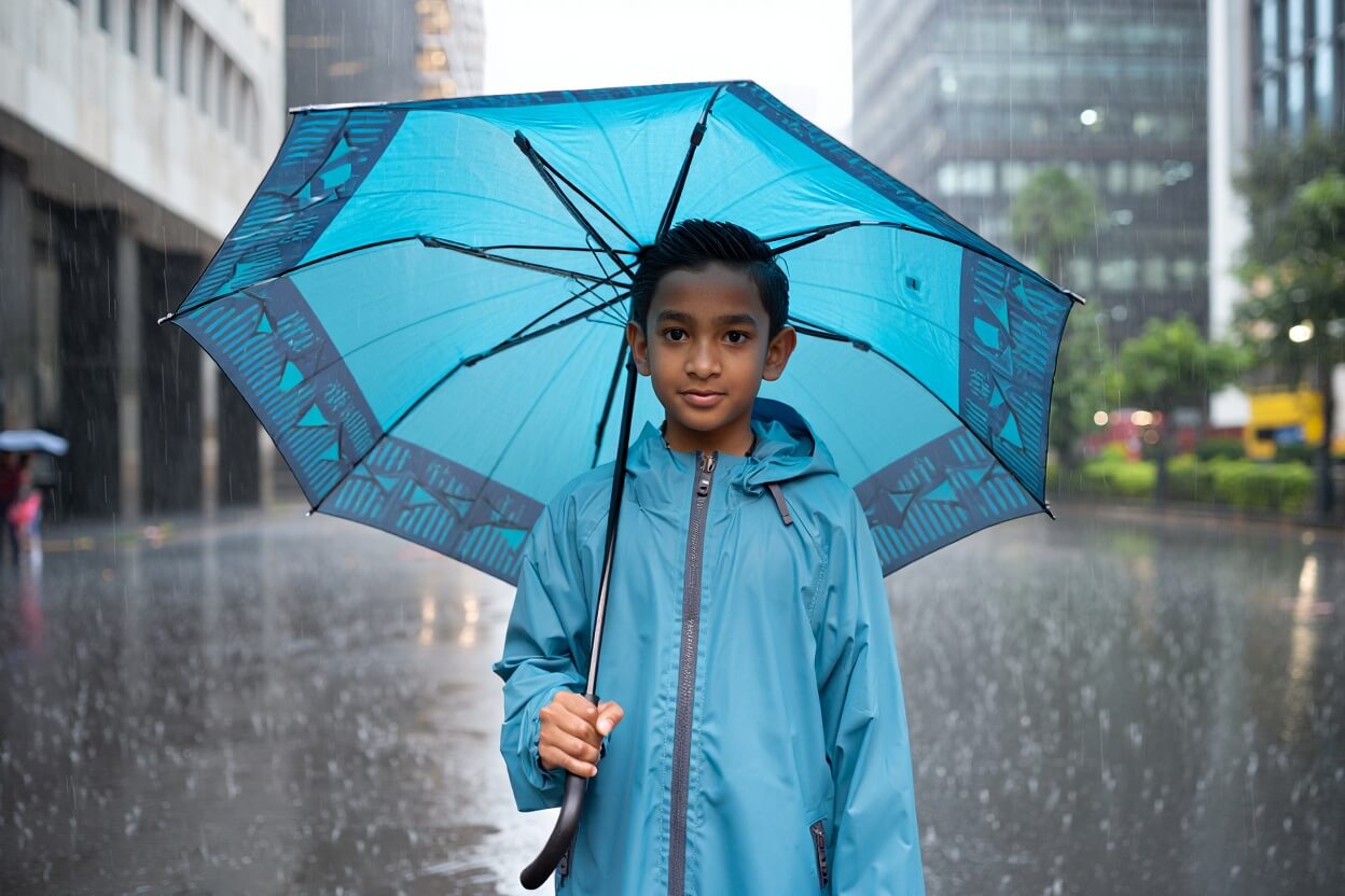 Stylish umbrella in use during rain